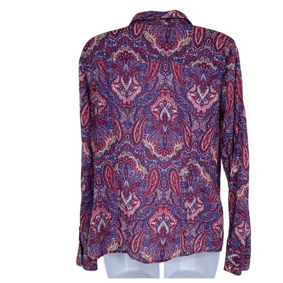 Talbots Womens Paisley Print Button-Down Multicolor Long Sleeve Blouse Size 8 - Picture 4 of 10